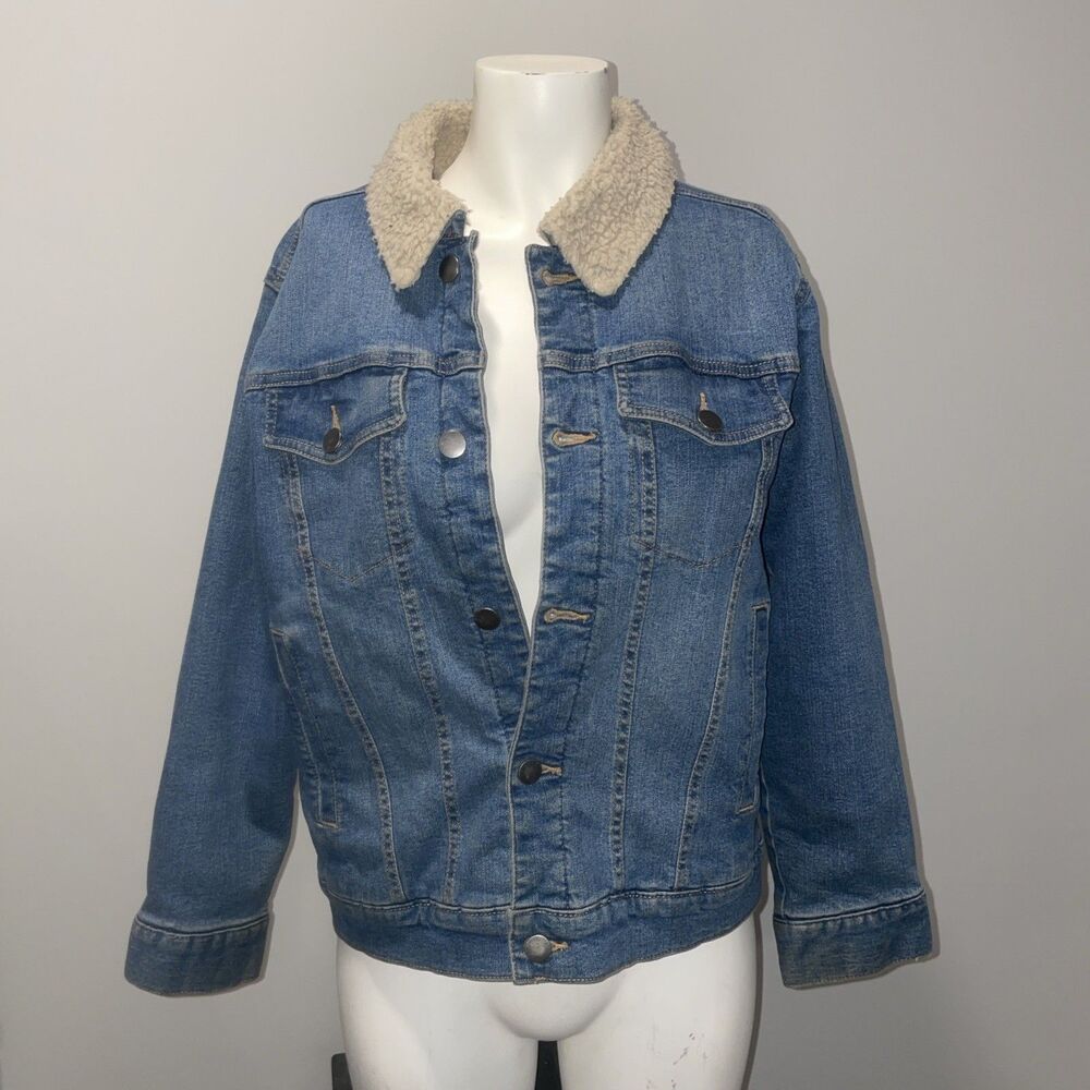 Wonder Nation Youth Sherpa Denim Jacket L 10-12 Husky Unisex